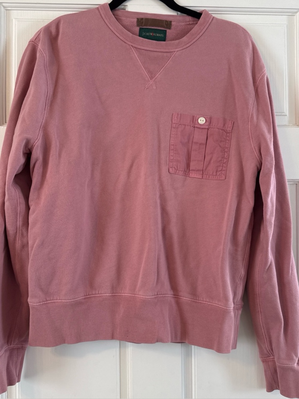 J. Crew Dusty Pink Crewneck Sweater with Chest Pocket